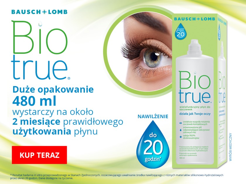 Płyny do soczewek Biotrue 480 ml w ekonomicznej butelce