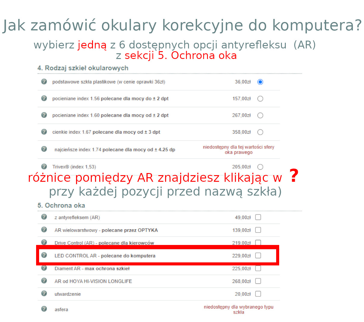 Szkła z antyrefleksem do komputera z filtrem światła niebieskiego LED CONTROL