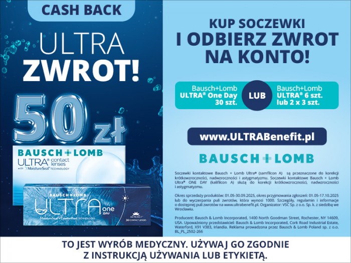 Otrzymaj 50 zł na swoje konto za zakup soczewek Ultra